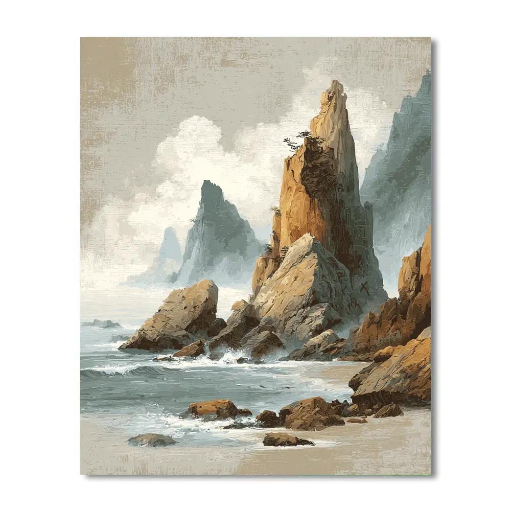Leonardo Da Vinci Inspired Wind-Carved Archipelago Number painting