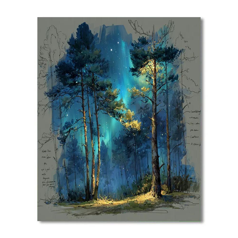 Leonardo Da Vinci Inspired Aurora Pines Numbered painting kits
