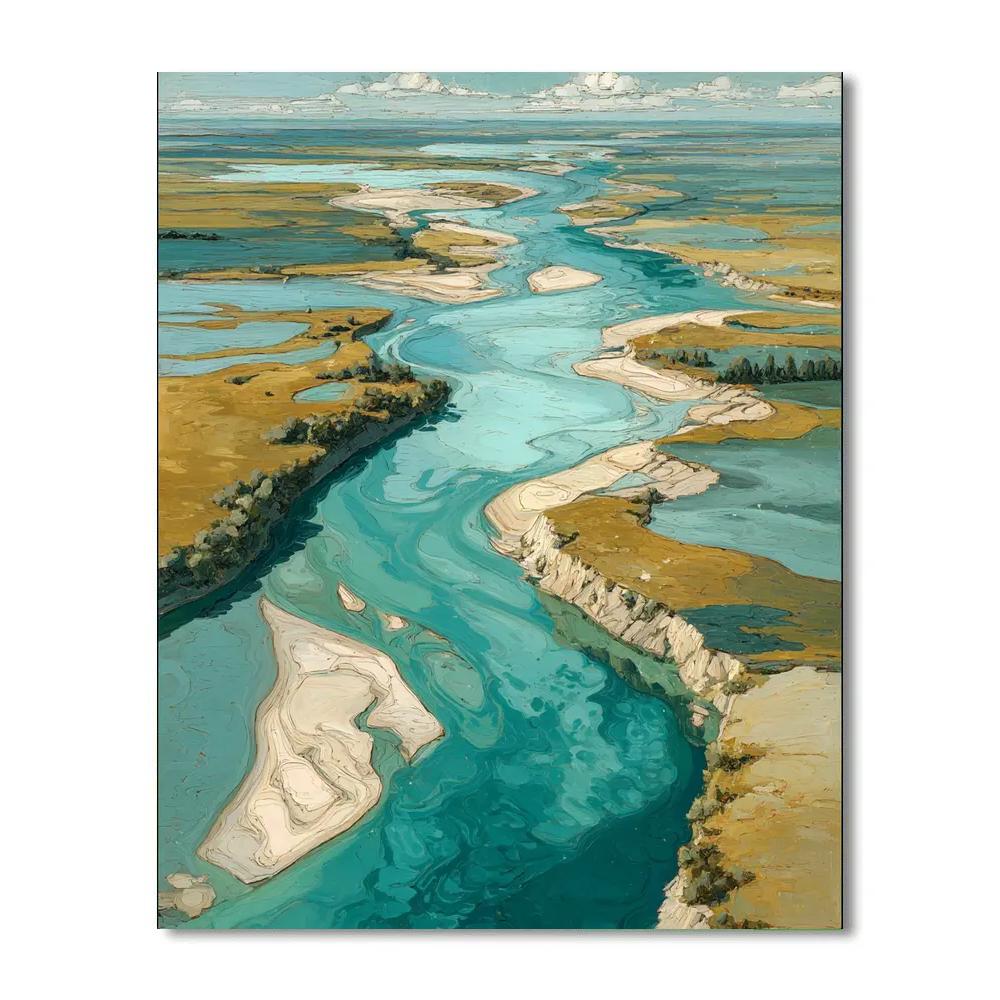 Leonardo Da Vinci Inspired River Delta Glyphs DIY paint by numbers