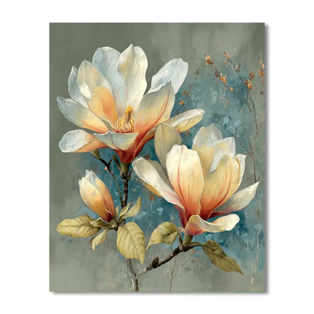 Leonardo Da Vinci Inspired Celestial Magnolia paint by numbers