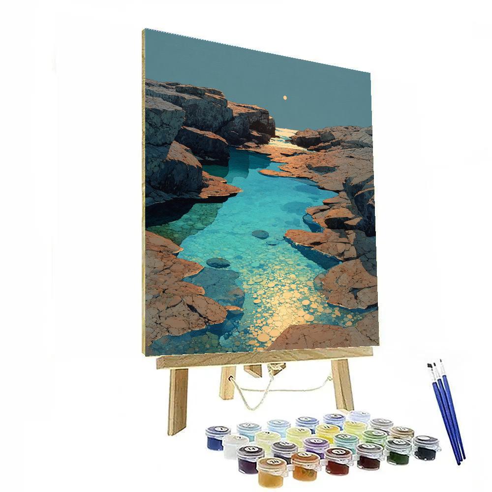 Leonardo Da Vinci Inspired Tidal Moon Pools painting number kit
