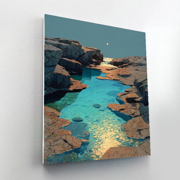 Leonardo Da Vinci Inspired Tidal Moon Pools painting number kit