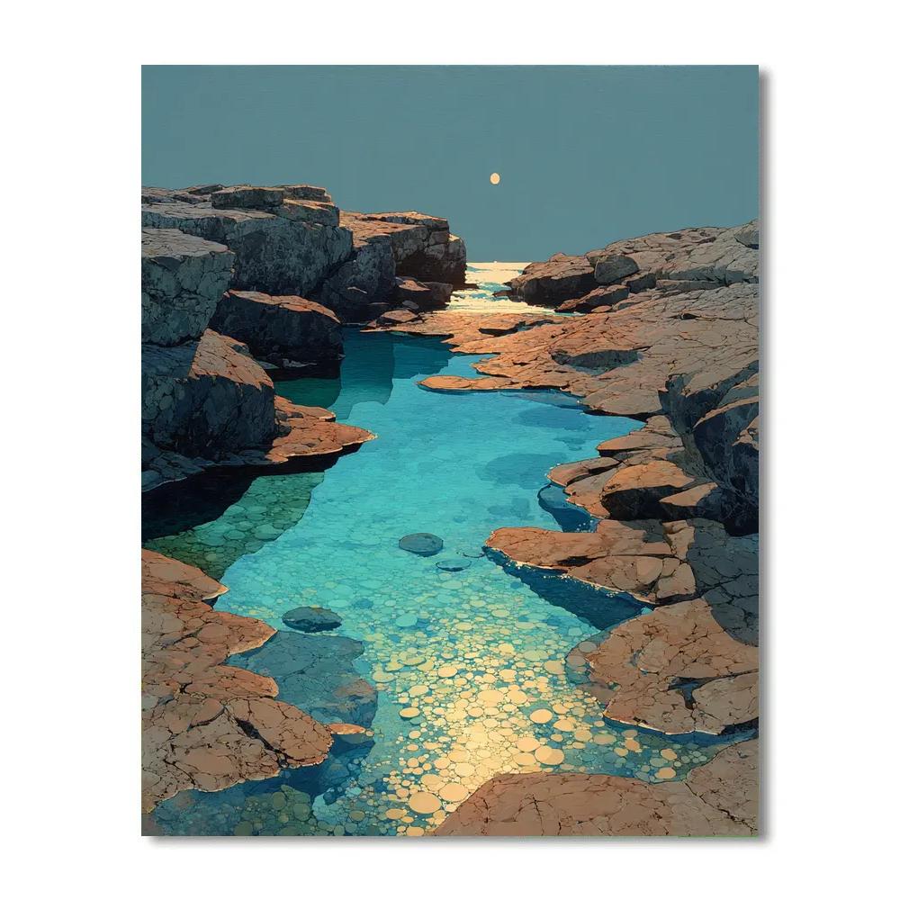 Leonardo Da Vinci Inspired Tidal Moon Pools painting number kit