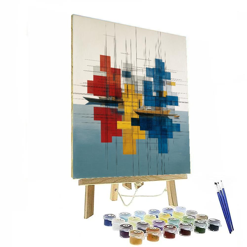 Piet Mondrian Inspired Harbor Grid Paint by numbers kits