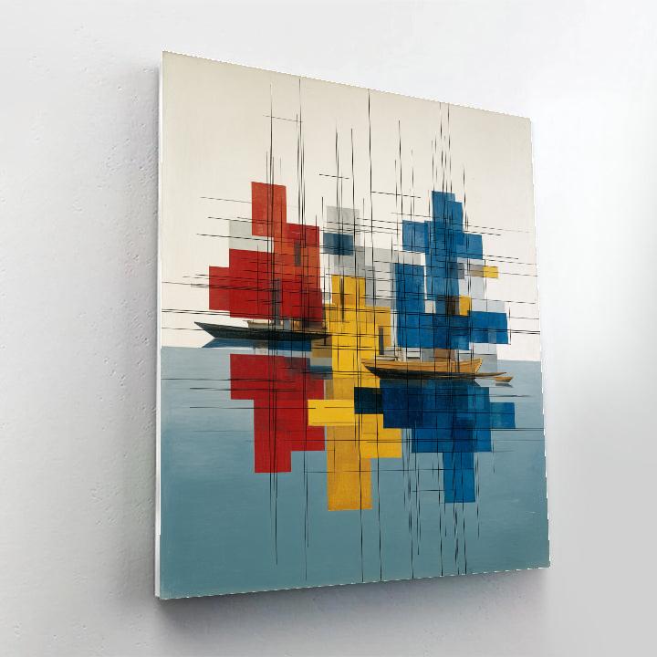 Piet Mondrian Inspired Harbor Grid Paint by numbers kits