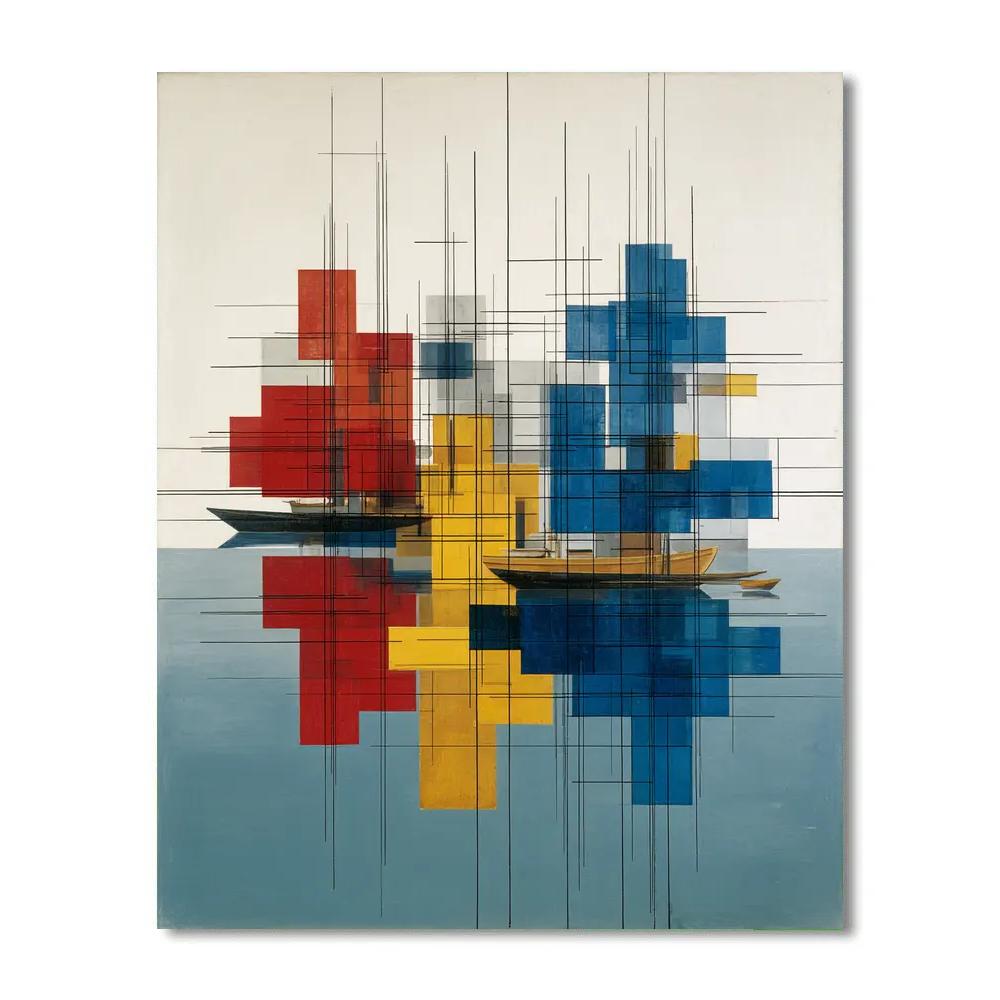 Piet Mondrian Inspired Harbor Grid Paint by numbers kits