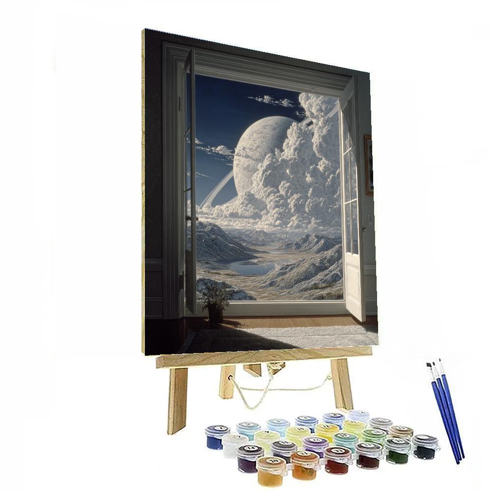 Magritte Inspired Window To Saturn DIY paint by numbers