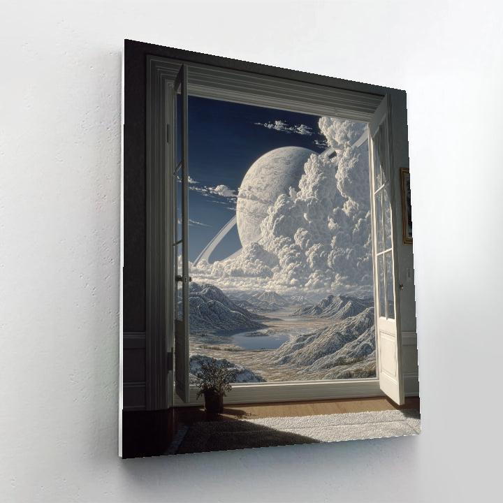 Magritte Inspired Window To Saturn DIY paint by numbers