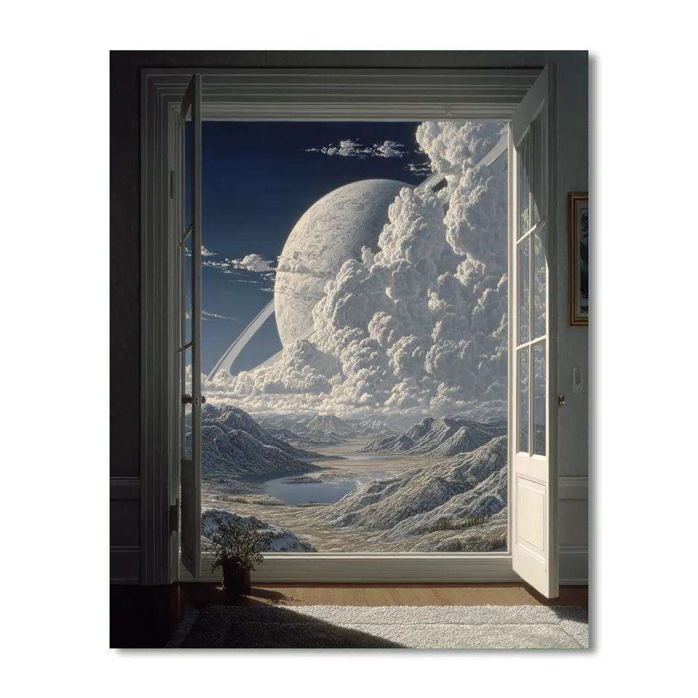 Magritte Inspired Window To Saturn DIY paint by numbers
