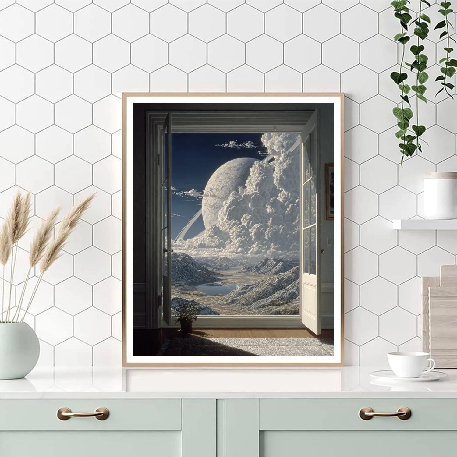 Magritte Inspired Window To Saturn DIY paint by numbers
