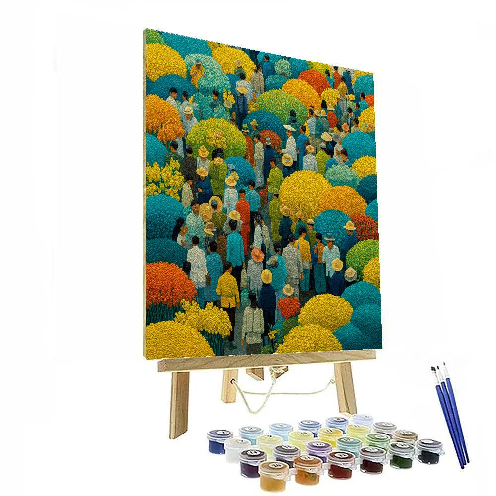 Georges Seurat Inspired Flower Market Paint by numbers art