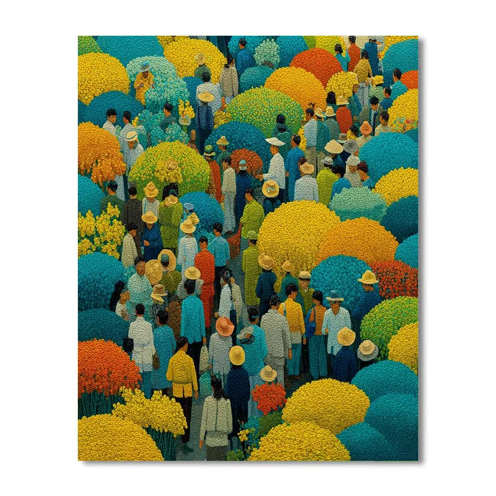 Georges Seurat Inspired Flower Market Paint by numbers art