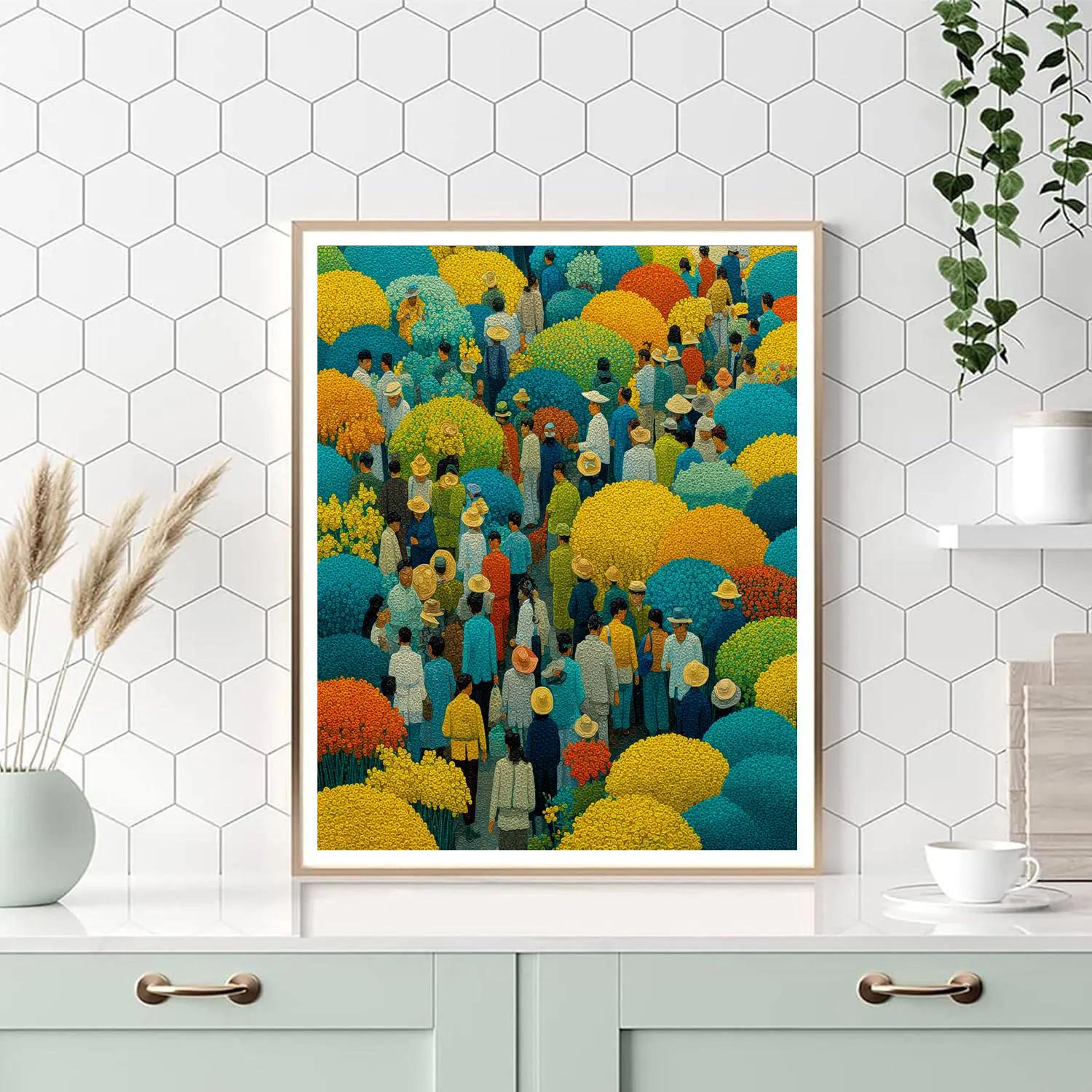 Georges Seurat Inspired Flower Market Paint by numbers art