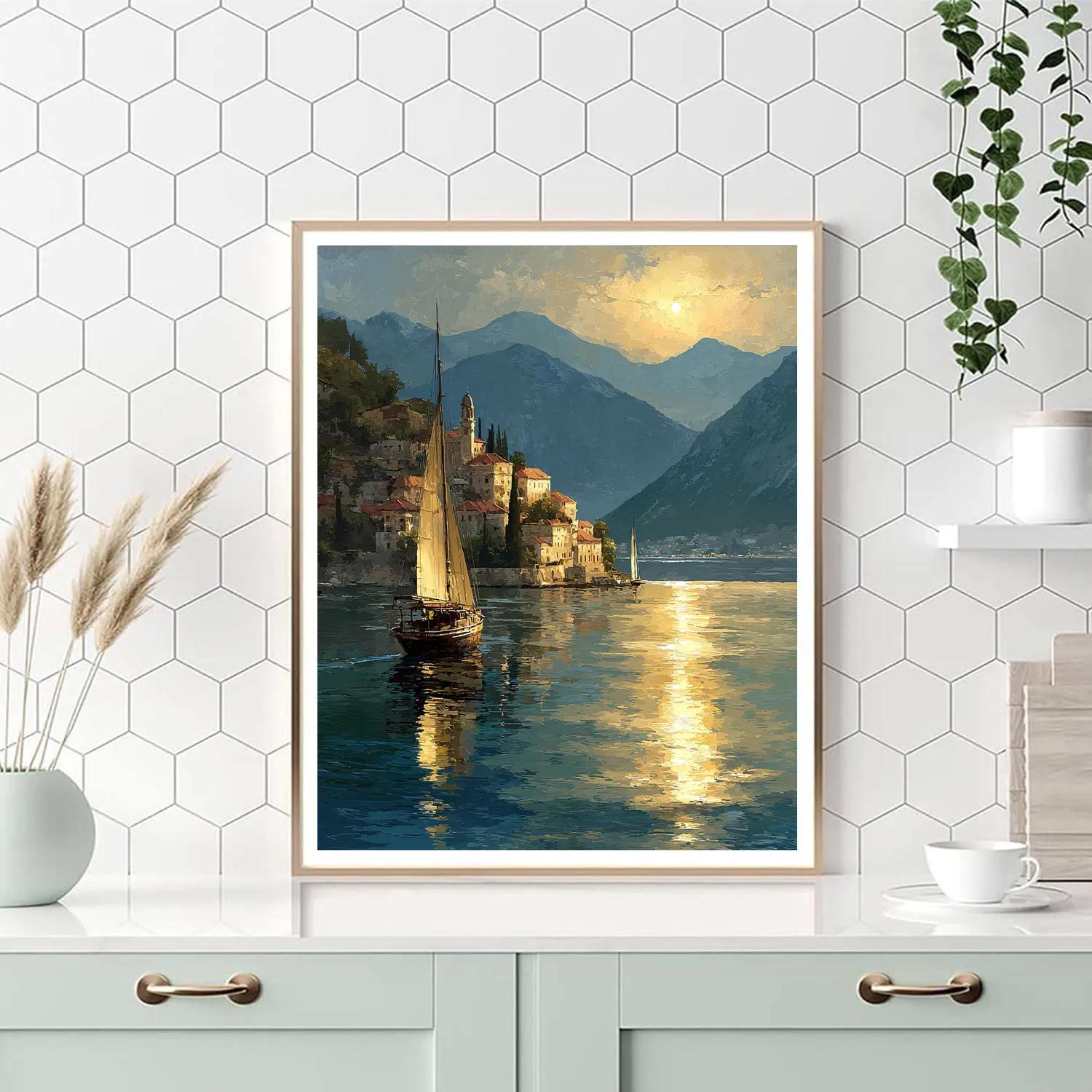 Claude Lorrain Inspired Golden Harbor paint by number