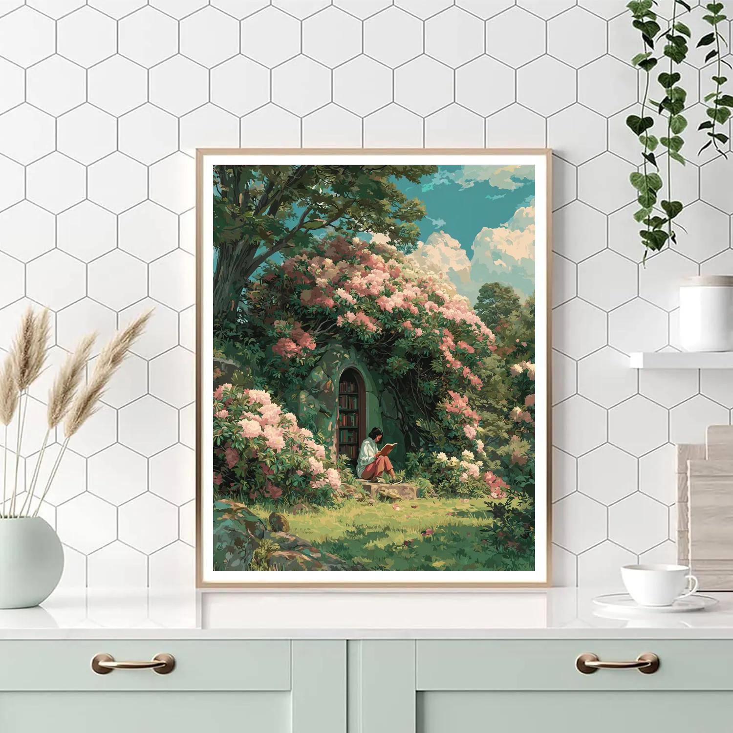 John Everett Millais Inspired Garden Reading DIY paint by numbers