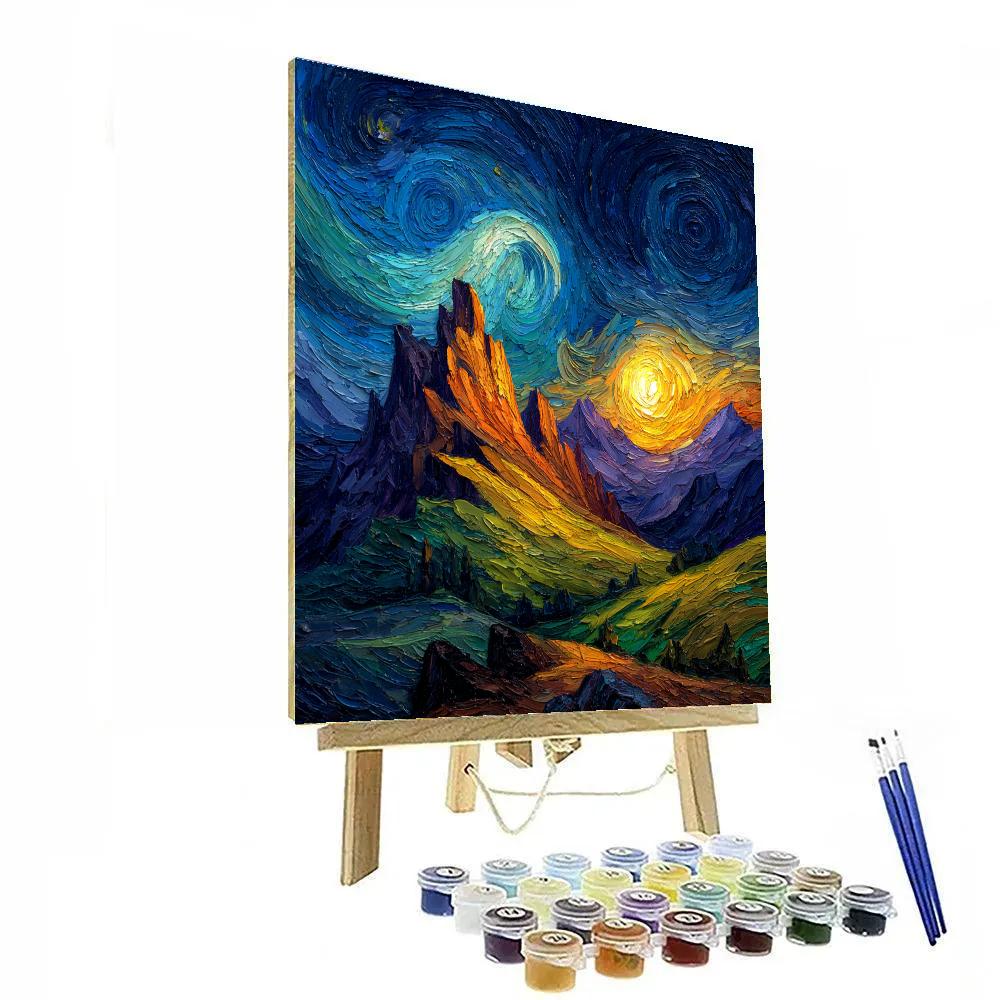 Van Gogh Inspired Starry Mountain Landscape Paint by numbers art
