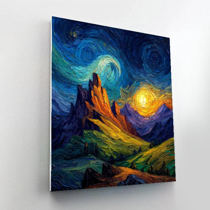 Van Gogh Inspired Starry Mountain Landscape Paint by numbers art