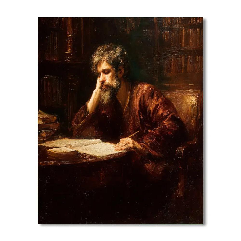 Rembrandt Inspired Intimate Library Portrait DIY paint by numbers