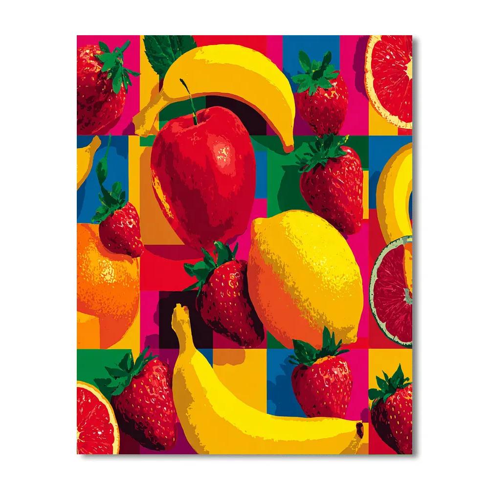 Andy Warhol Inspired Colorful Fruit Collage painting number kit