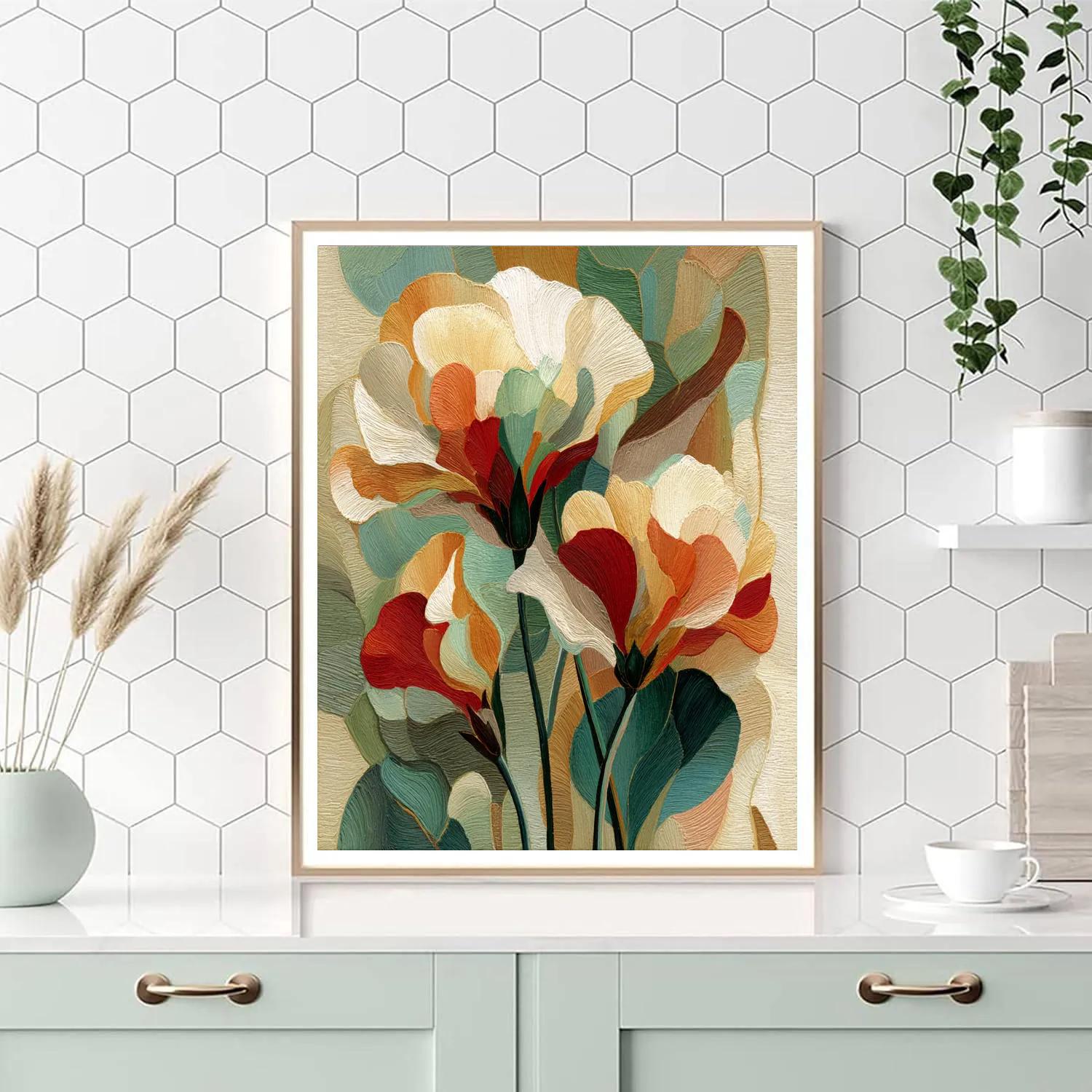 Georgia OKeeffe Inspired Abstract Desert Flowers Number painting