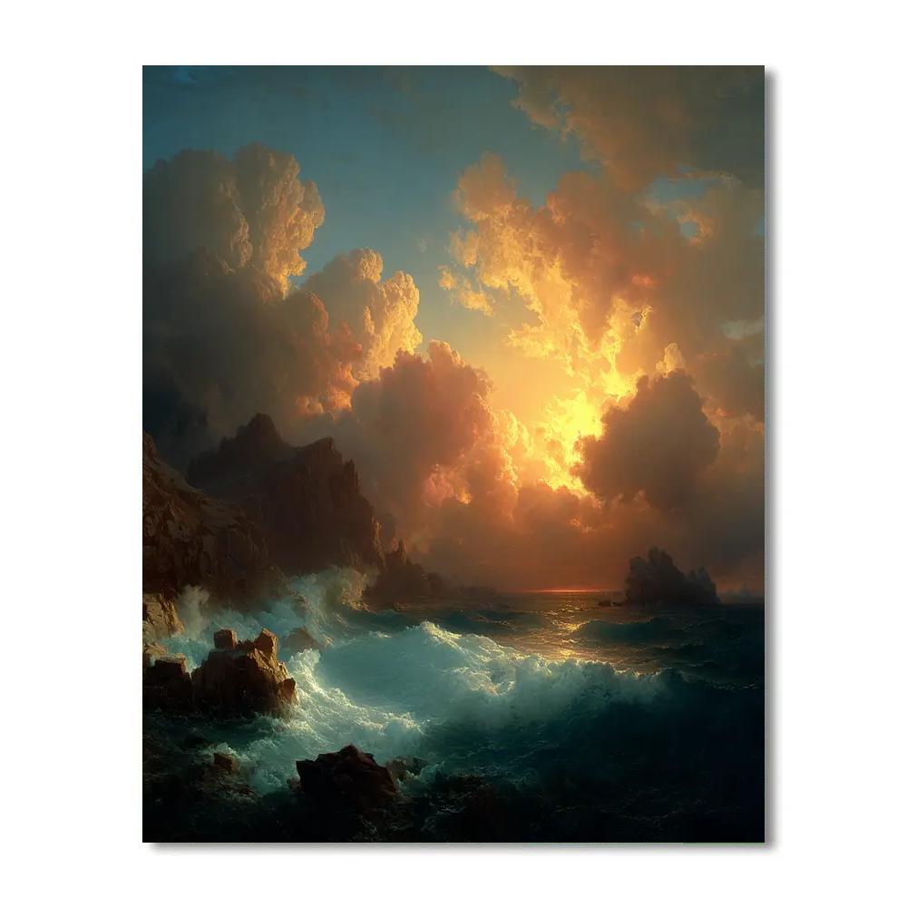 J.M.W. Turner Inspired Stormy Coastal Sunset Paint by numbers kits