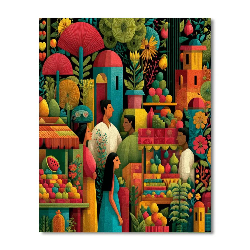 Henri Matisse Inspired Colorful Market Scene DIY paint by numbers