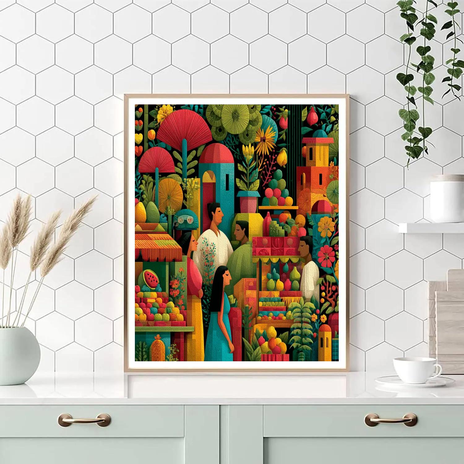 Henri Matisse Inspired Colorful Market Scene DIY paint by numbers