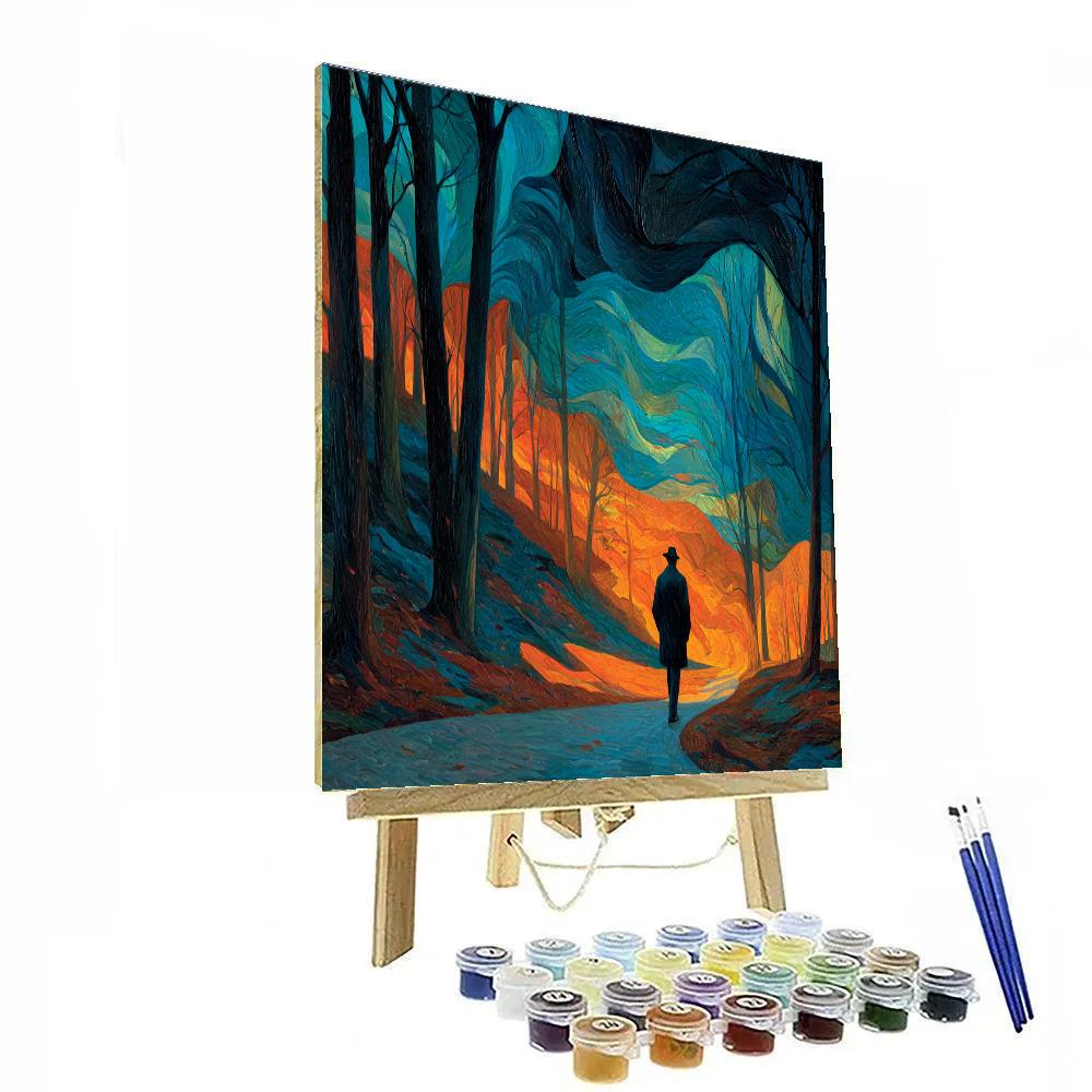 Edvard Munch Inspired Emotional Forest Path paint by number