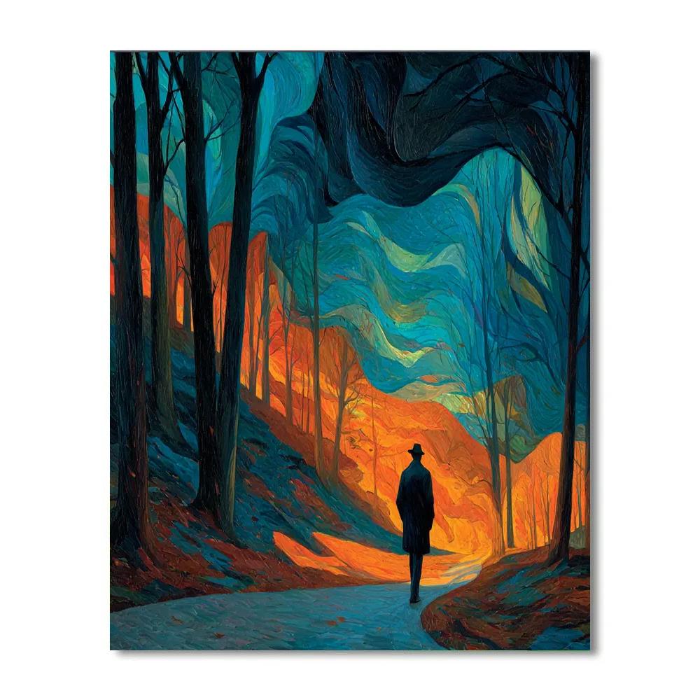 Edvard Munch Inspired Emotional Forest Path paint by number