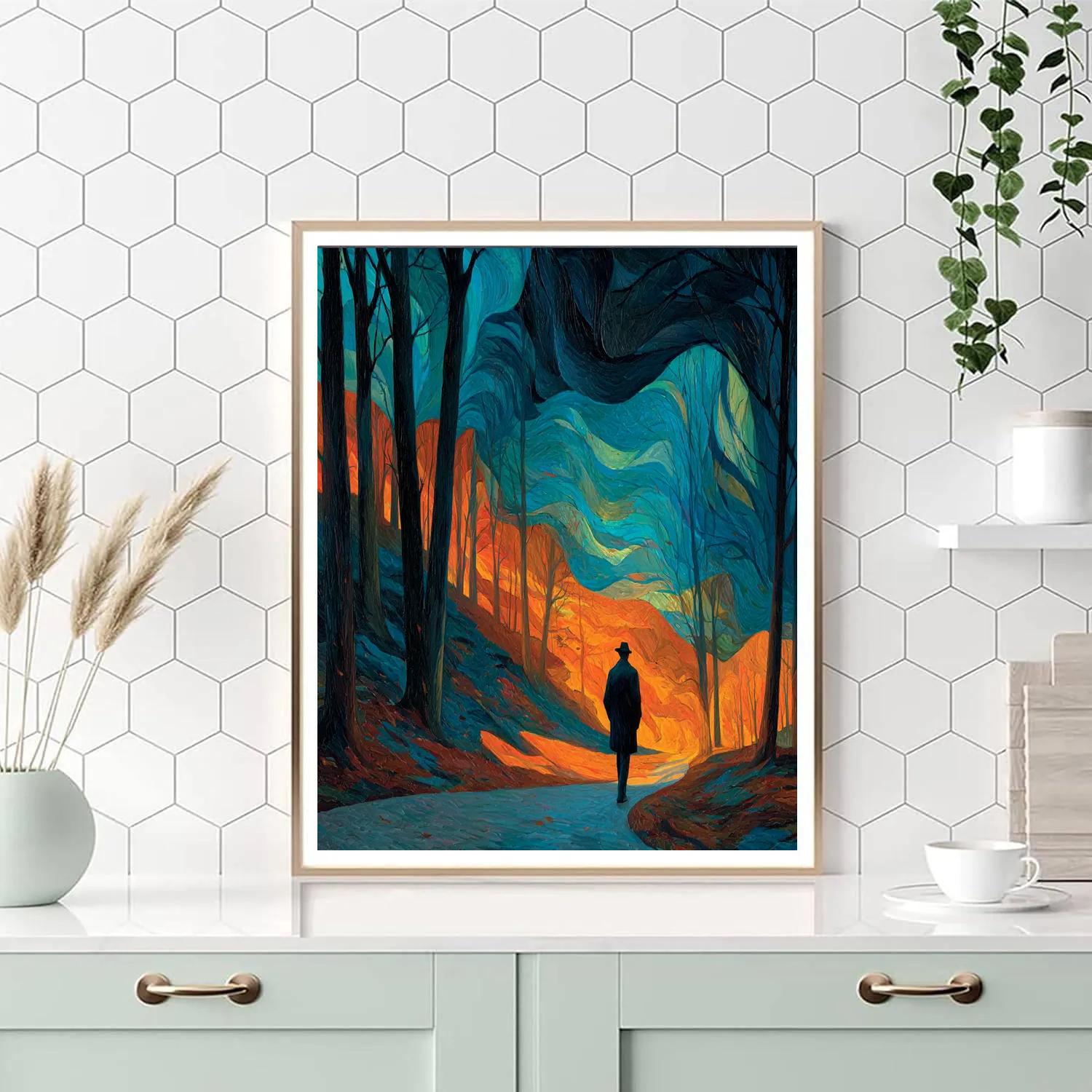 Edvard Munch Inspired Emotional Forest Path paint by number