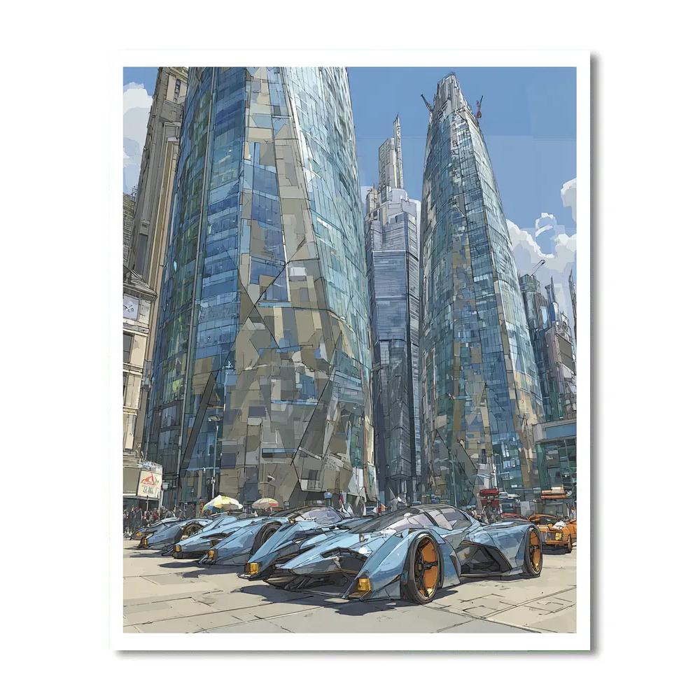 Pablo Picasso Inspired Futuristic Cityscape painting number kit