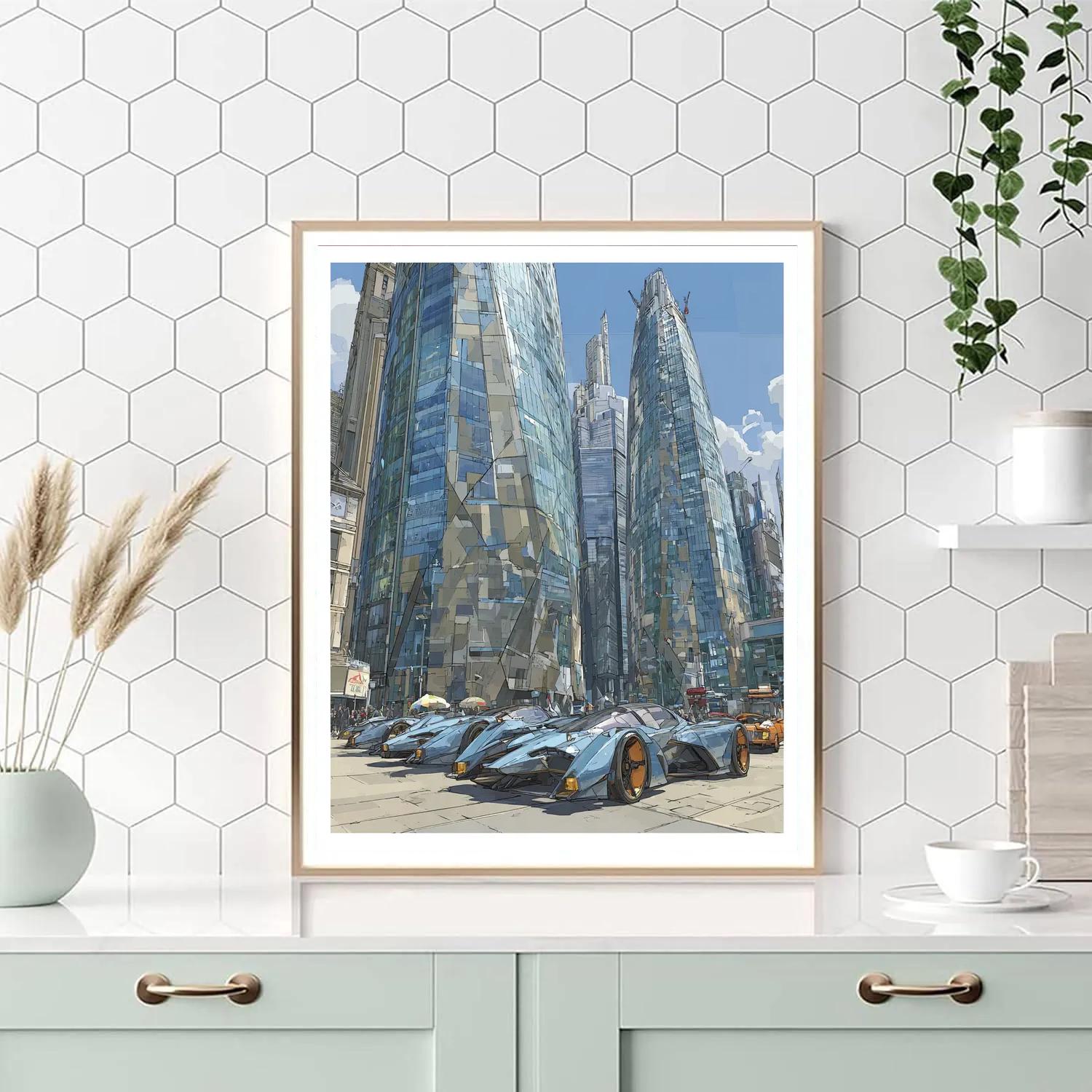 Pablo Picasso Inspired Futuristic Cityscape painting number kit