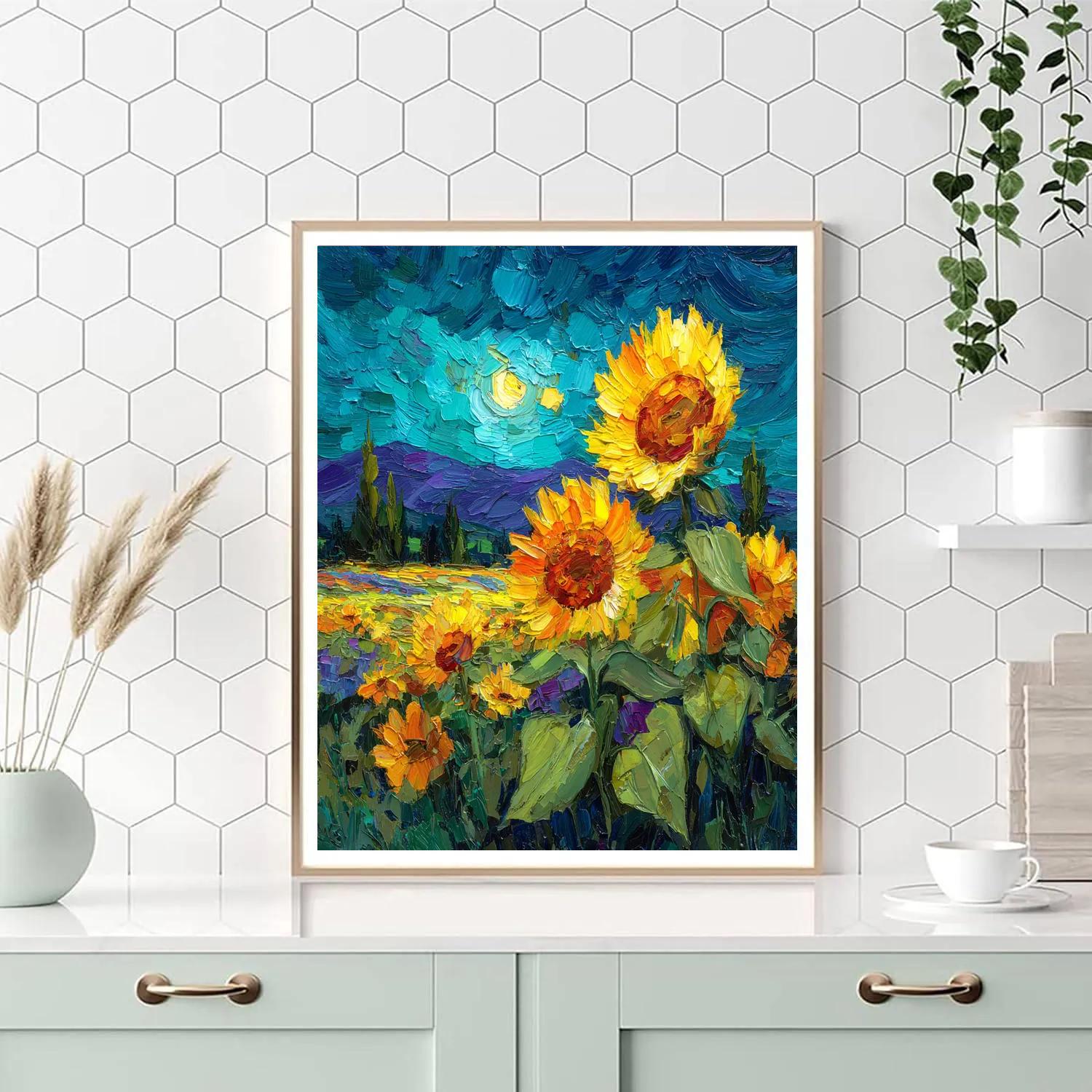 Vincent Van Gogh Inspired Blooming Sunflower Garden painting number kit