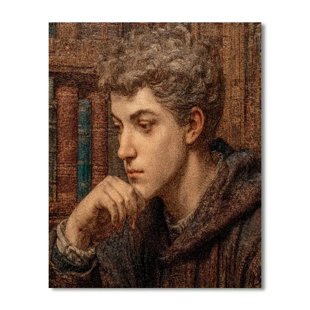 Leonardo Da Vinci Inspired Renaissance Portrait In Library painting number kit