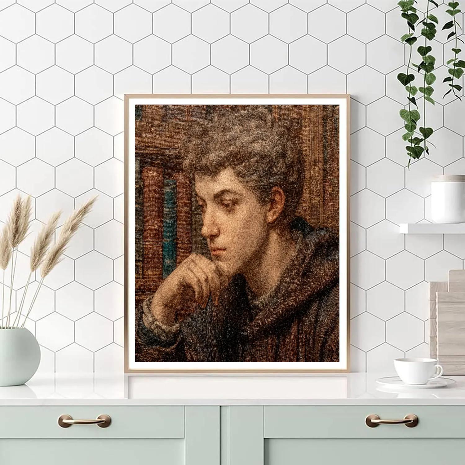 Leonardo Da Vinci Inspired Renaissance Portrait In Library painting number kit