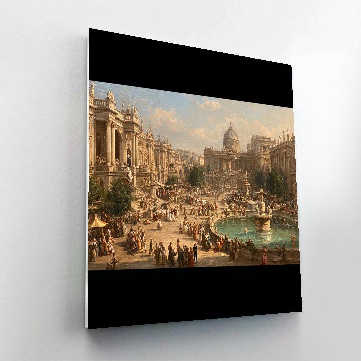 Raphael Inspired Celebration In Renaissance Town Square Paint by numbers art