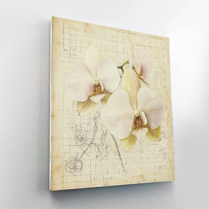 Leonardo Da Vinci Inspired Botanical Study Of Orchids paint by numbers