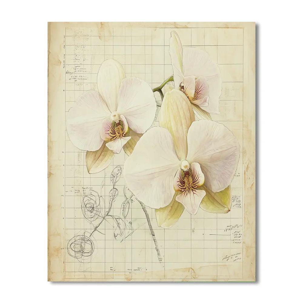 Leonardo Da Vinci Inspired Botanical Study Of Orchids paint by numbers