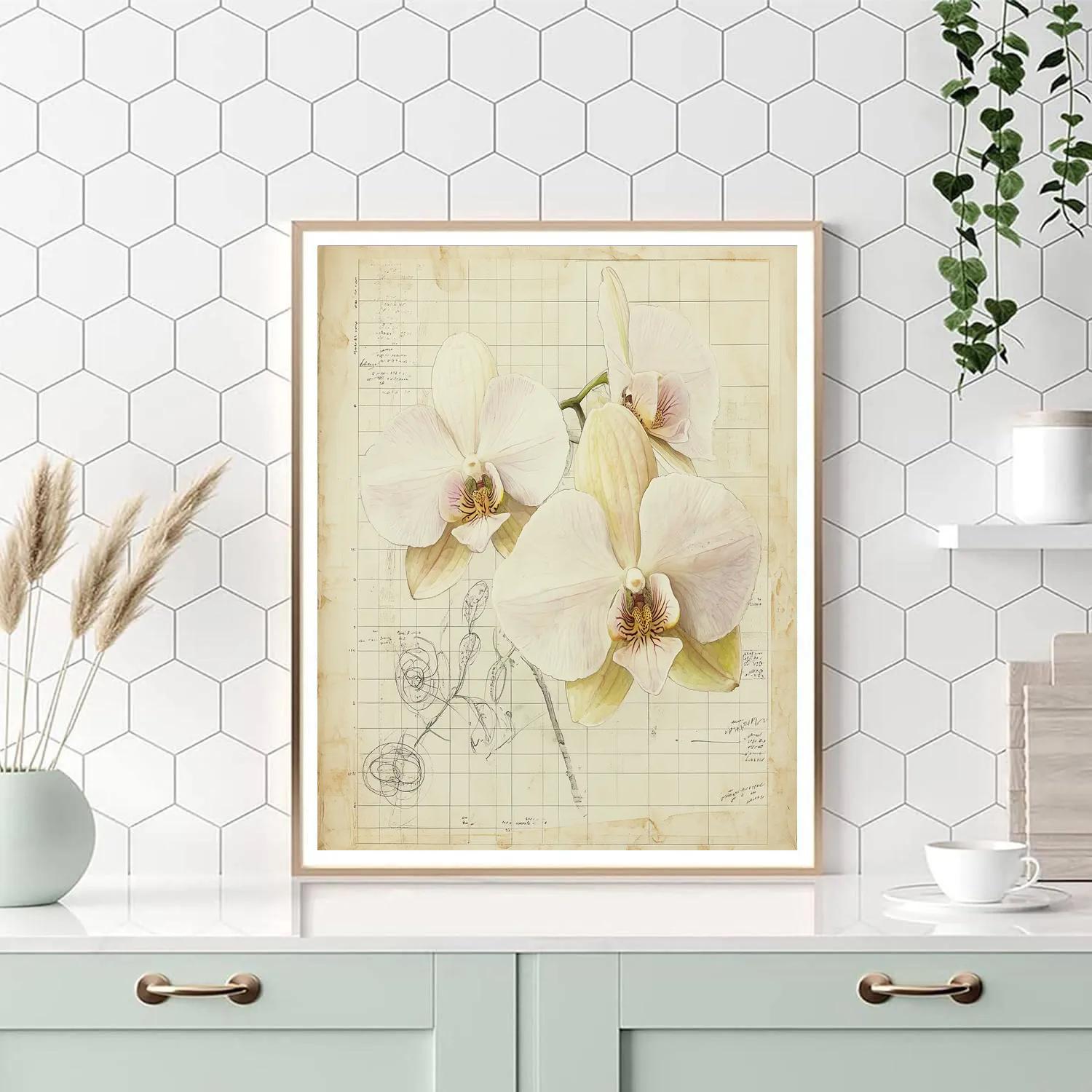Leonardo Da Vinci Inspired Botanical Study Of Orchids paint by numbers