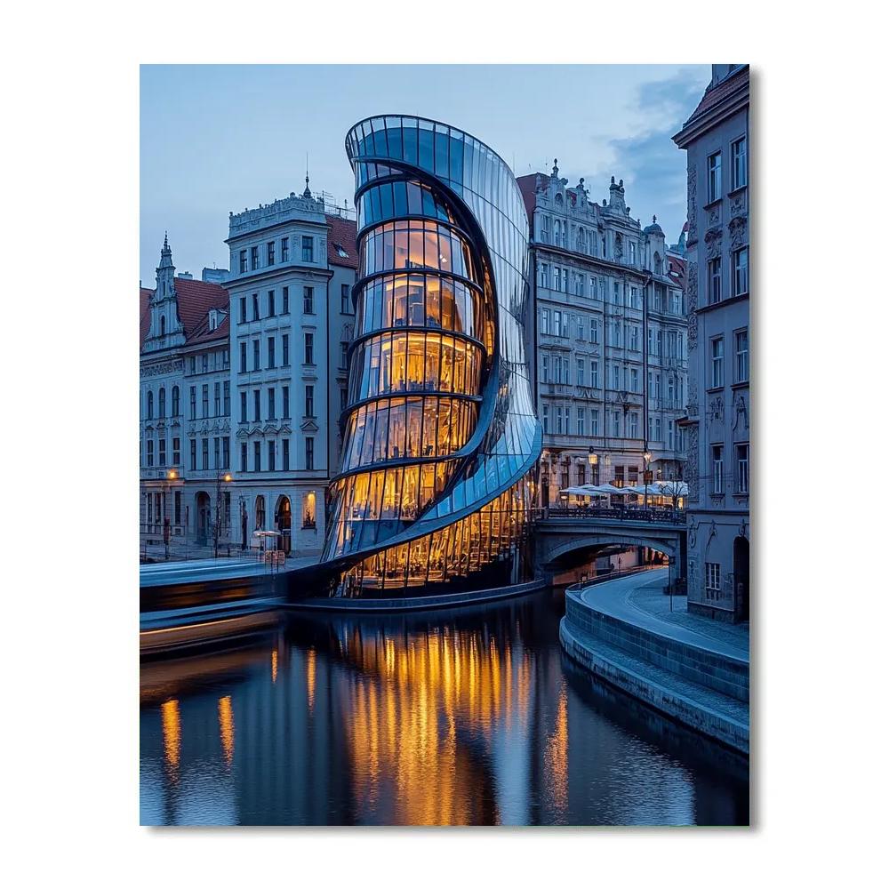 Dancing House Along Vltava Prague Czech Republic painting number kit