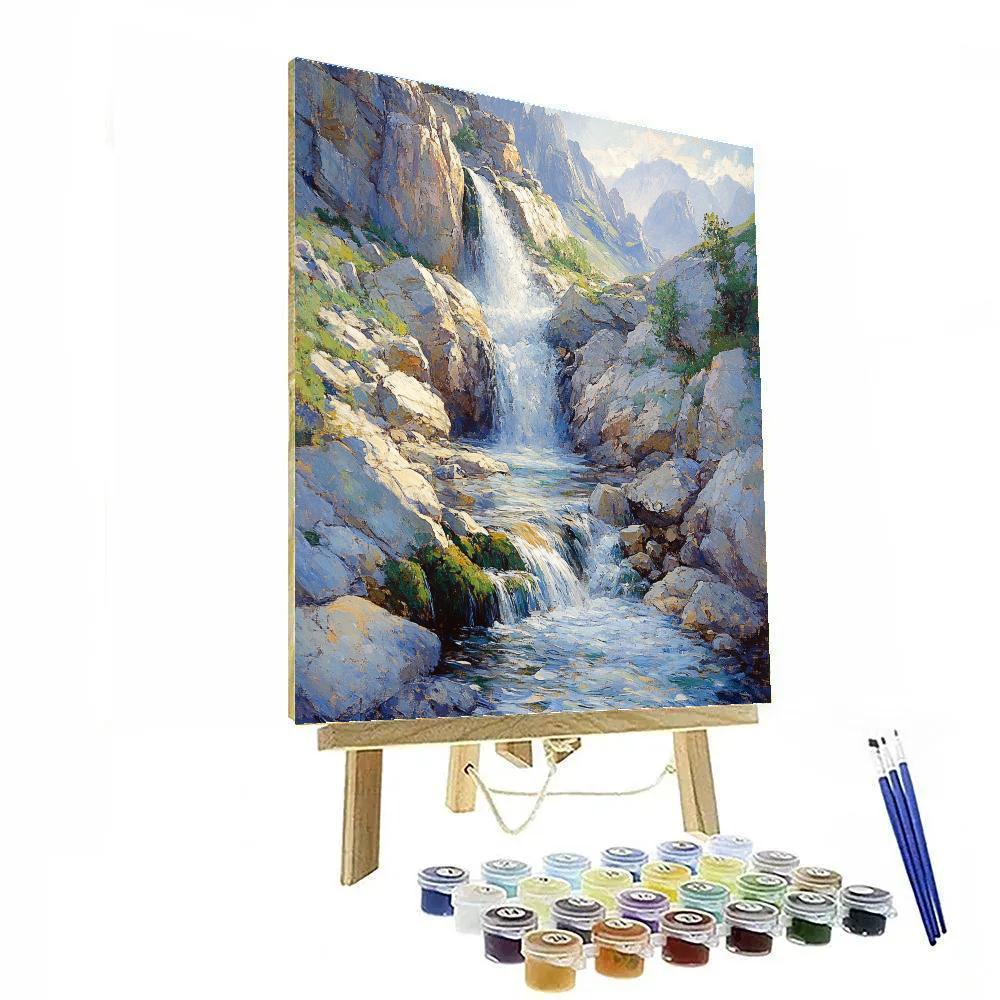 Leonardo Da Vinci Inspired Mountain Waterfall Study Numbered painting kits