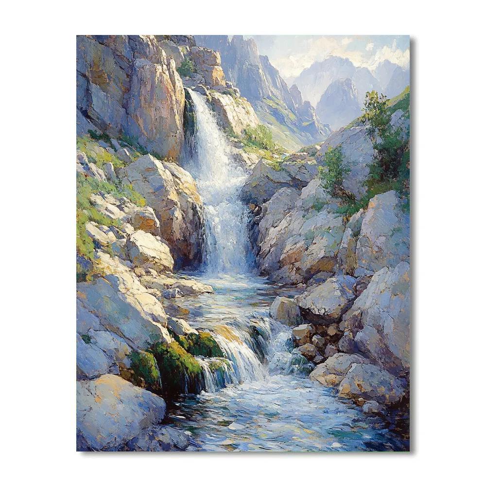 Leonardo Da Vinci Inspired Mountain Waterfall Study Numbered painting kits