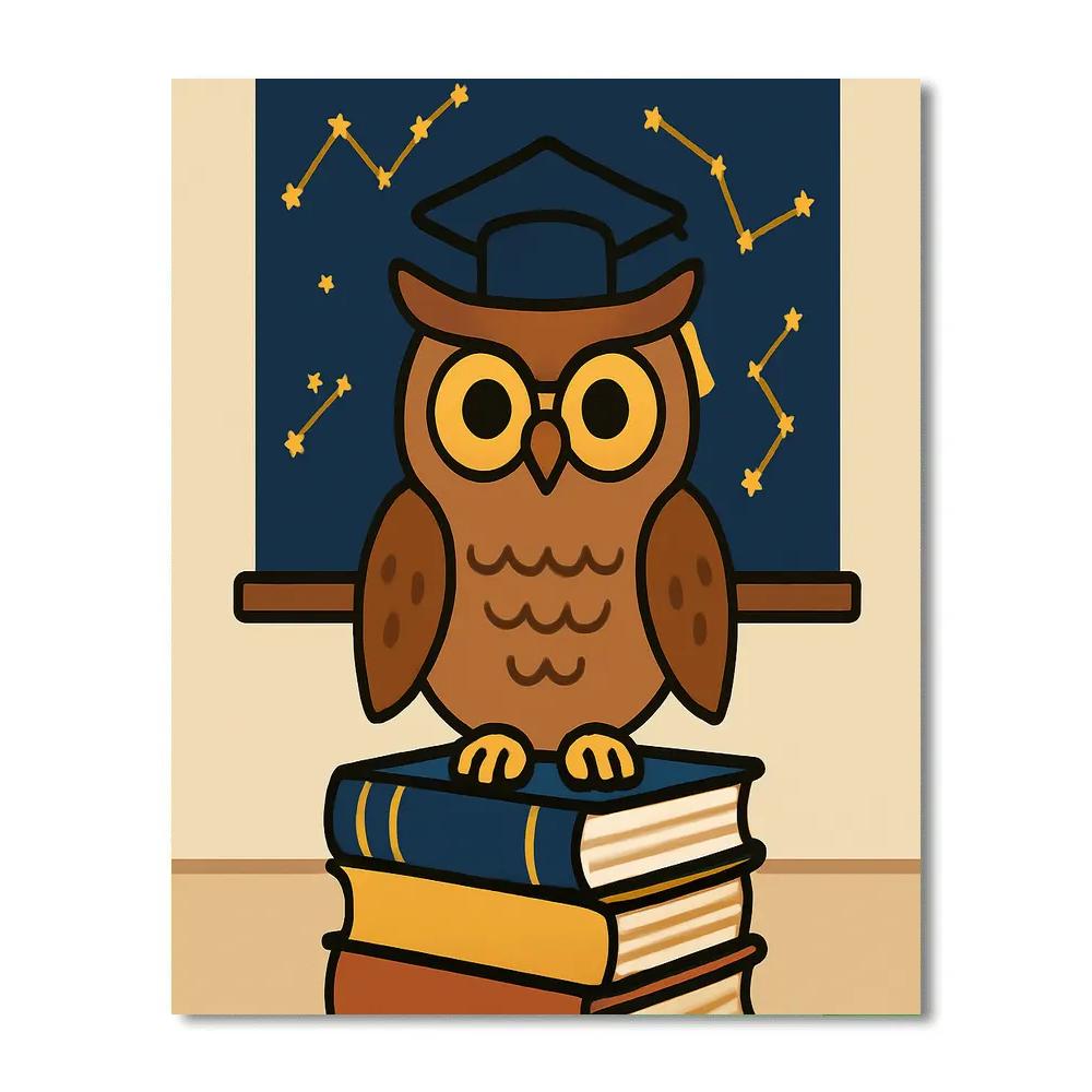 Cosmic Library Owl painting number kit