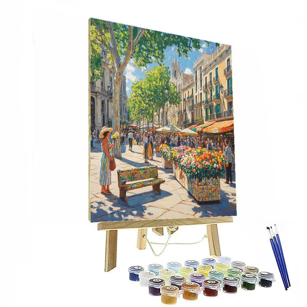 La Rambla Street Scene Barcelona Spain Painting by numbers kit
