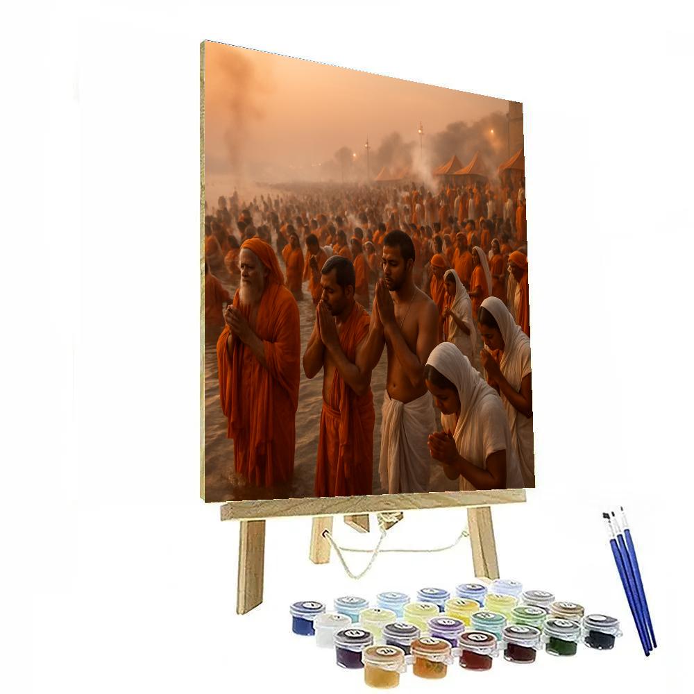 Kumbh Mela Riverside Pilgrims Numbered painting kits