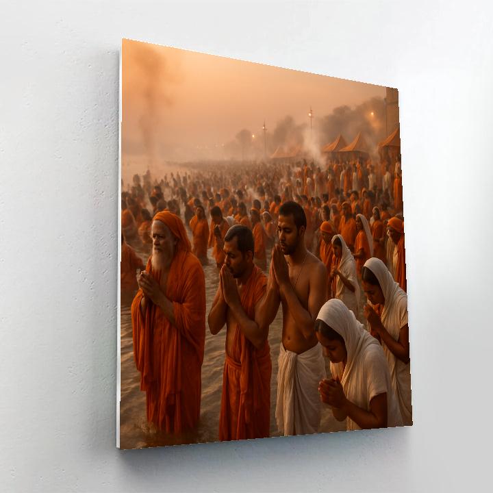Kumbh Mela Riverside Pilgrims Numbered painting kits