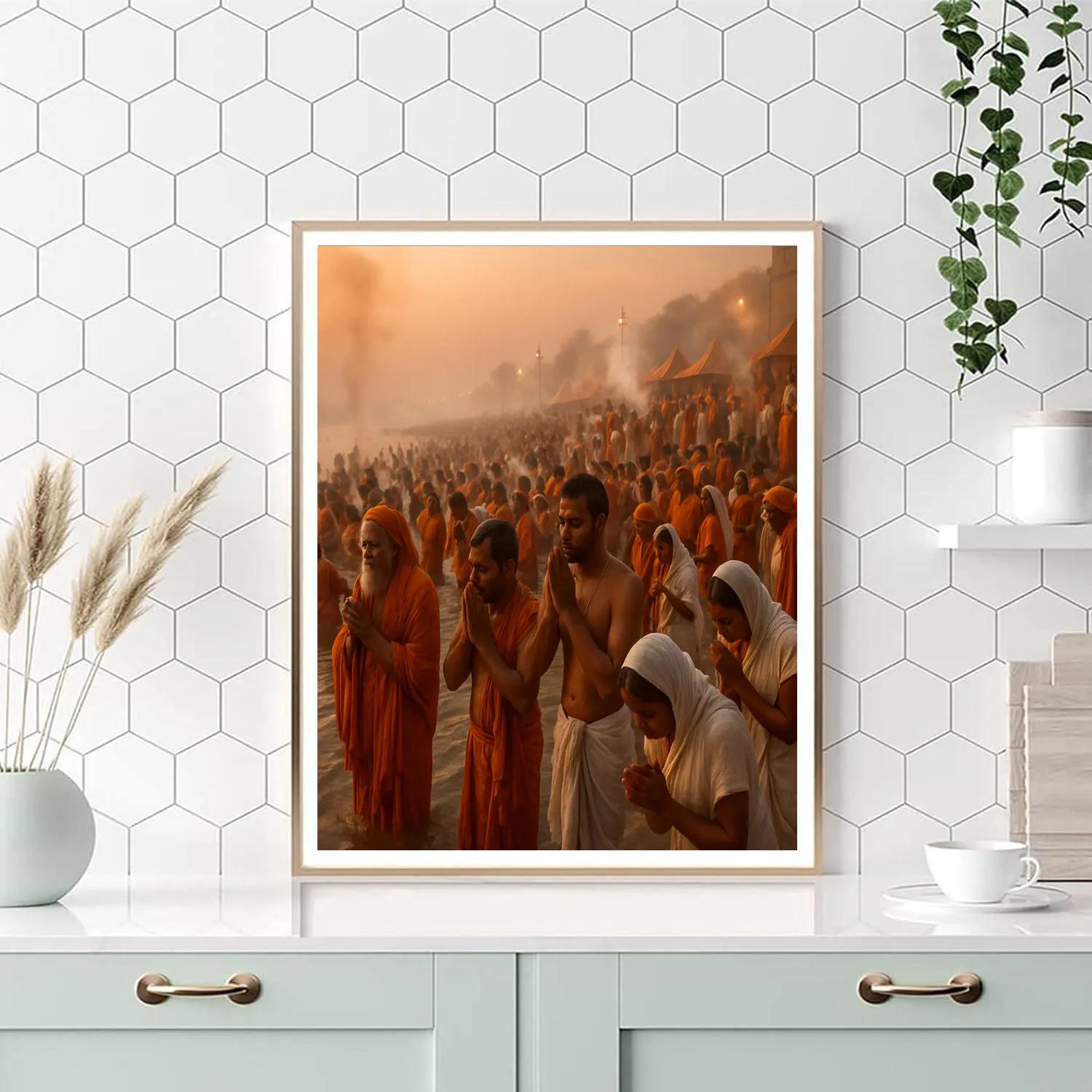 Kumbh Mela Riverside Pilgrims Numbered painting kits