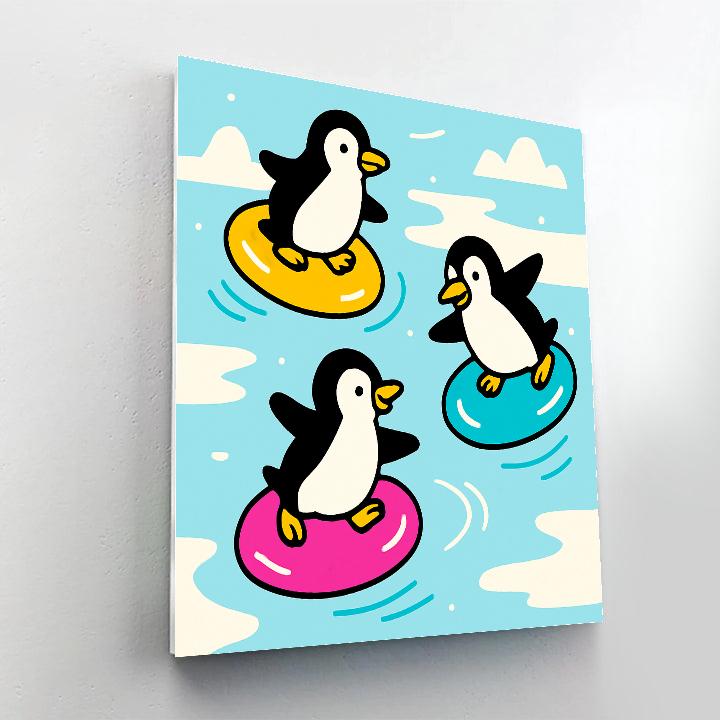 Playful Planet Penguins painting number kit