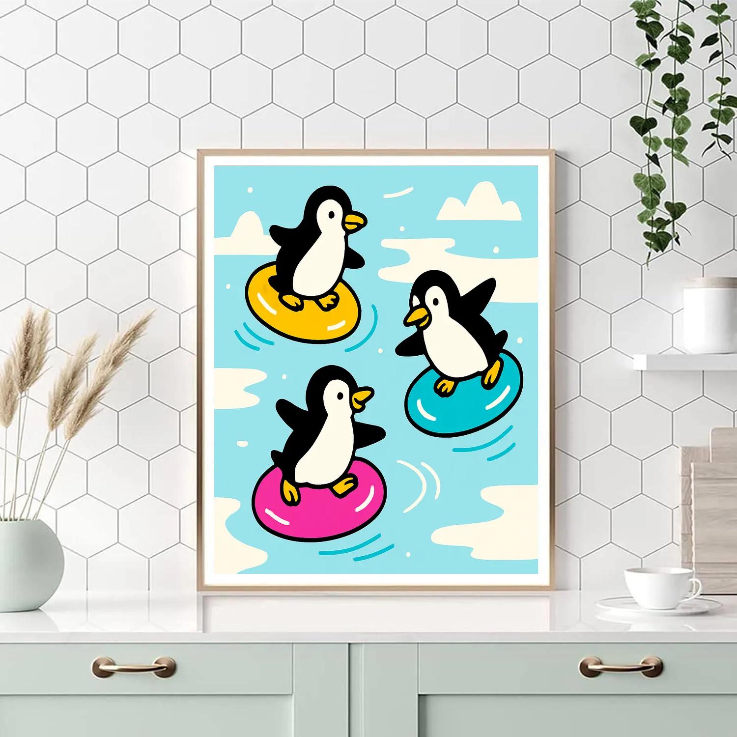 Playful Planet Penguins painting number kit