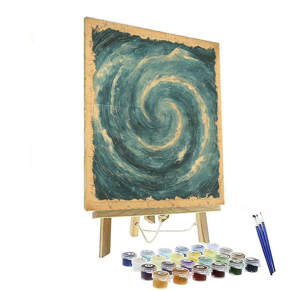 Leonardo Da Vinci Inspired Oceanic Whirlpool Diagram Number painting